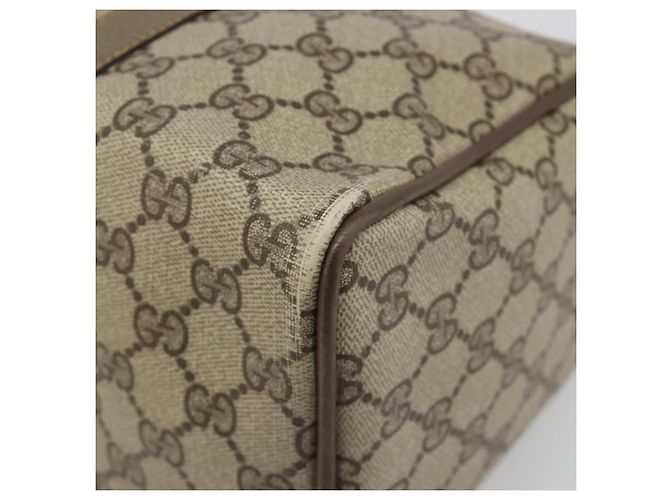 Bolsa Boston GUCCI GG Supreme Web Sherry Line PVC Bege Ouro 40 02 007 Auth 186023 Dourado - vista 9