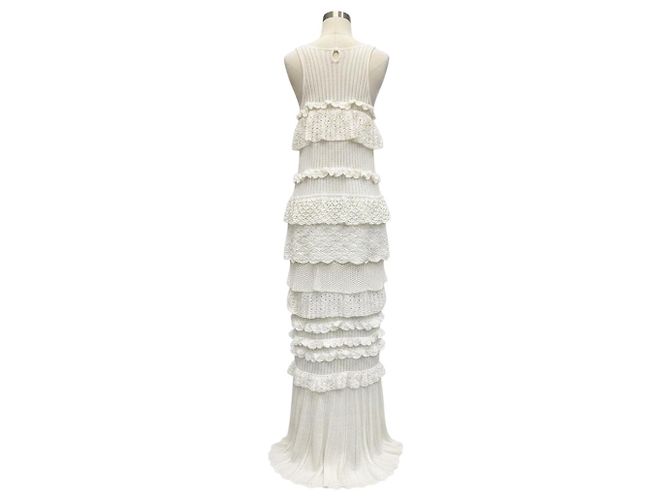 Abito maxi senza maniche in maglia crochet avorio Staud - vista 3