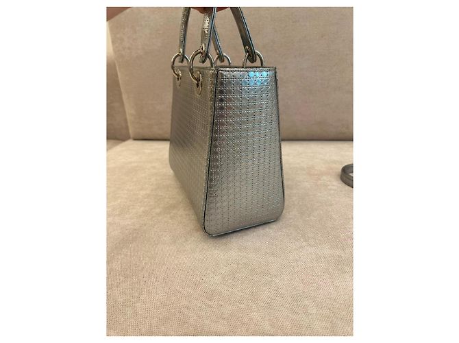 Borsa Lady Dior Mini in pelle argentata Argento - vista 5