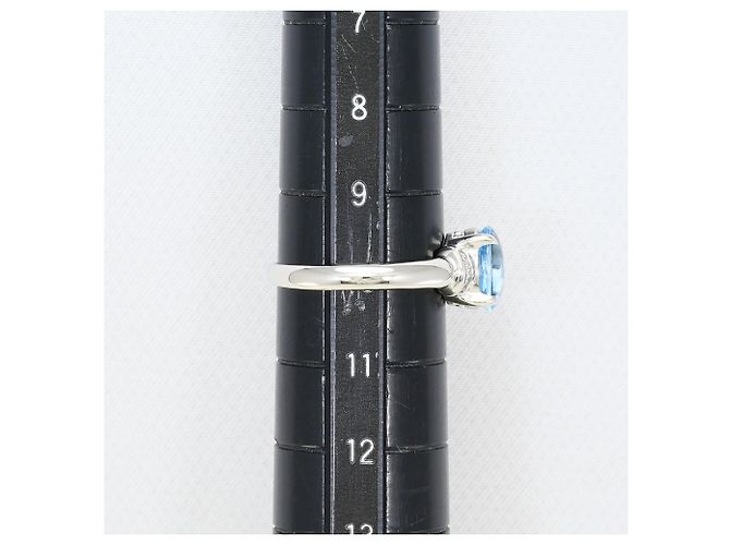 Autre Marque Platinring mit Aquamarin und Diamant - Ansicht 7