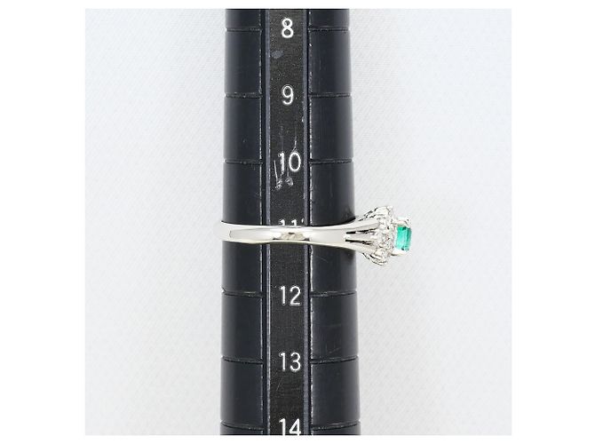 Autre Marque Platin-Ring mit Diamant und Smaragd - Ansicht 7