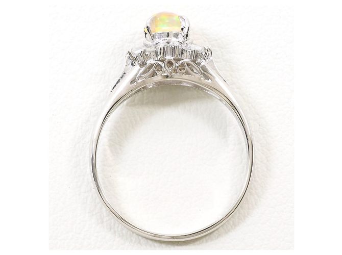 Autre Marque Platinring mit Opal und Diamanten - Ansicht 3