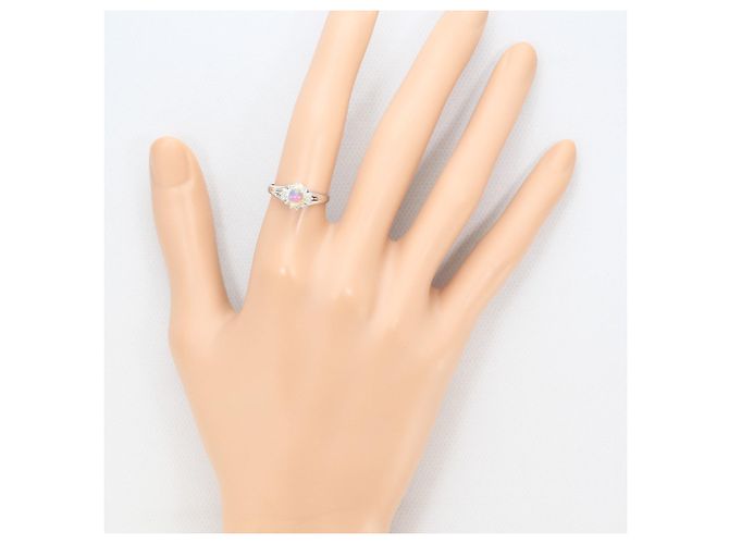 Autre Marque Platinring mit Opal und Diamanten - Ansicht 6