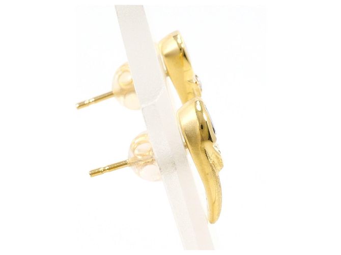 Autre Marque Pendientes de botón en oro amarillo de 18K con diamante y zafiro Dorado - vista 2