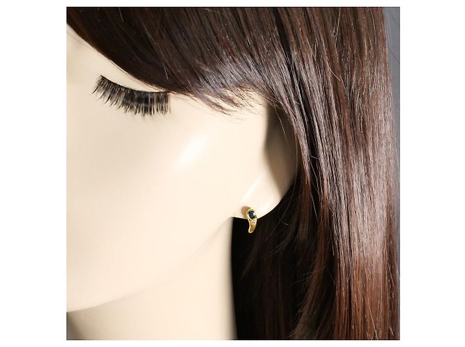 Autre Marque Pendientes de botón en oro amarillo de 18K con diamante y zafiro Dorado - vista 4