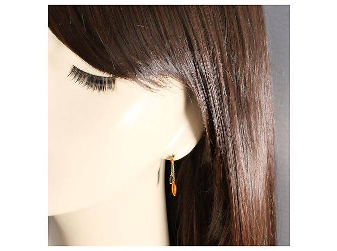 Autre Marque Orecchini pendenti in oro giallo 18K con onice D'oro - vista 4