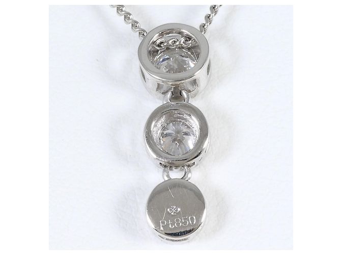 Autre Marque Elegante PT850 Platin-Halskette mit Diamant - Ansicht 3