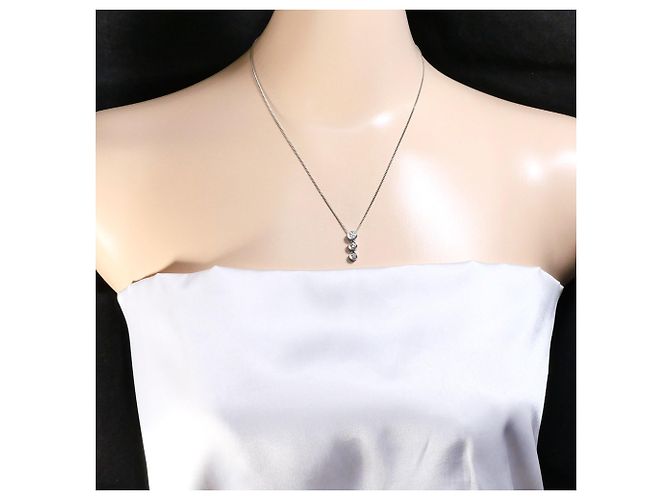 Autre Marque Elegante PT850 Platin-Halskette mit Diamant - Ansicht 6