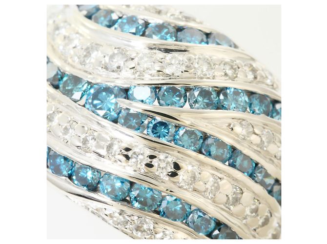 Autre Marque PT900 Platinring mit blauem Diamanten - Ansicht 2