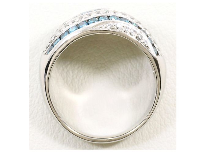 Autre Marque PT900 Platinring mit blauem Diamanten - Ansicht 3