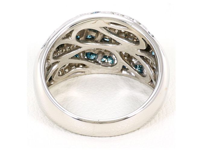 Autre Marque PT900 Platinring mit blauem Diamanten - Ansicht 4