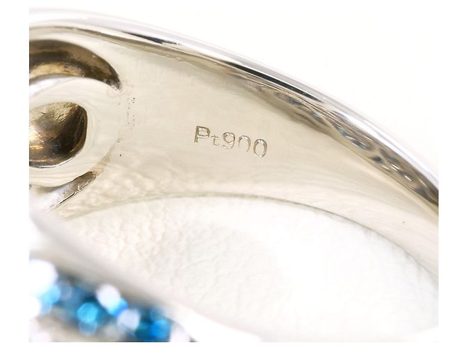 Autre Marque PT900 Platinring mit blauem Diamanten - Ansicht 5