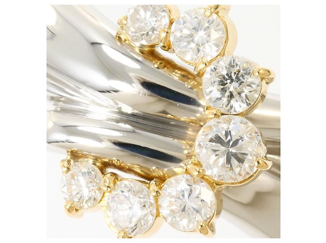 Autre Marque Platin- und 18K Gelbgold-Ring mit Diamant Golden - Ansicht 2