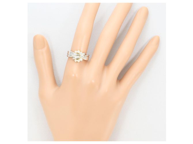 Autre Marque Platin- und 18K Gelbgold-Ring mit Diamant Golden - Ansicht 7