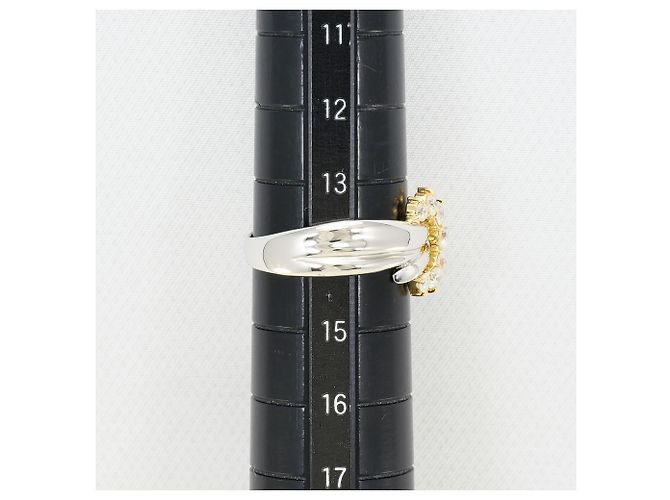 Autre Marque Platin- und 18K Gelbgold-Ring mit Diamant Golden - Ansicht 8
