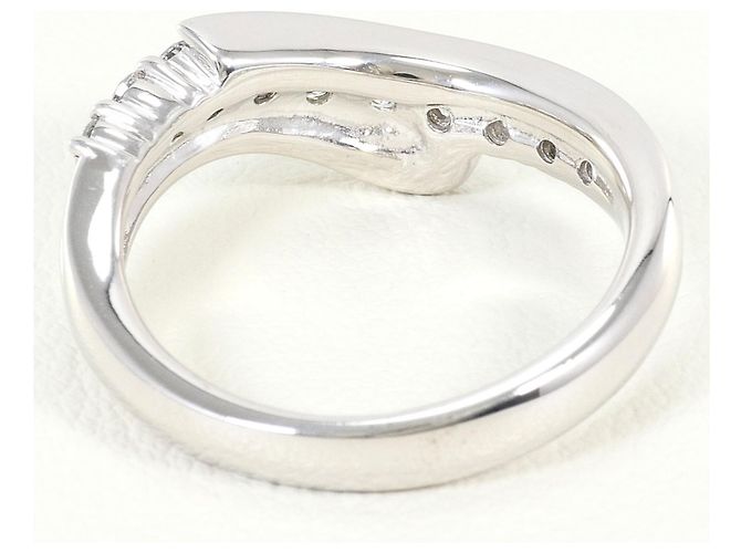 Autre Marque Bague anneau en or blanc 18K avec diamant Doré - vue 4