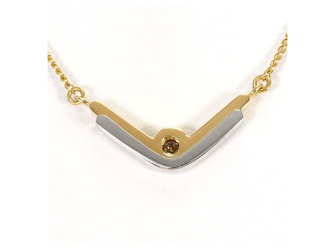 Autre Marque Collana in oro giallo 18K e platino con diamante D'oro - vista 3