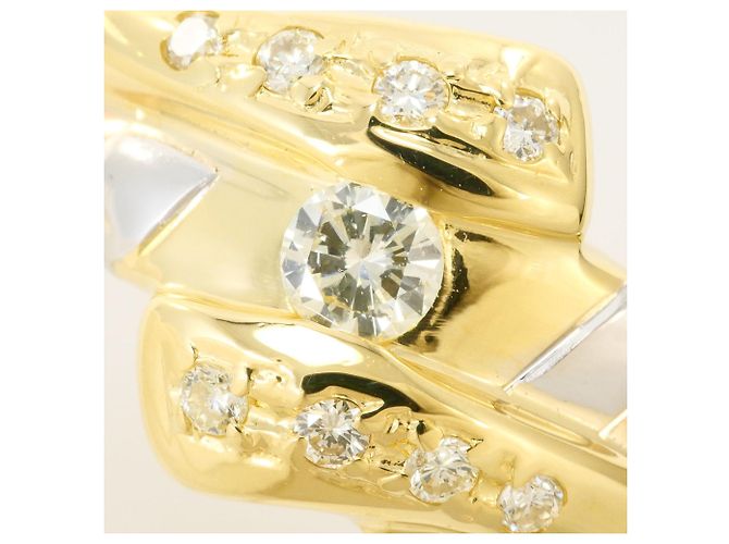 Autre Marque 18K Gold- und Platinring mit Diamant Golden - Ansicht 2