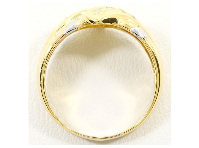 Autre Marque 18K Gold- und Platinring mit Diamant Golden - Ansicht 3