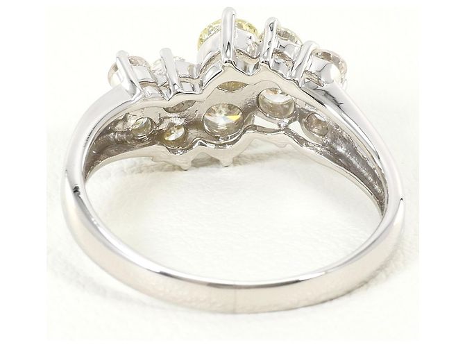 Autre Marque Anel de banda em platina PT900 com diamante - vista 4