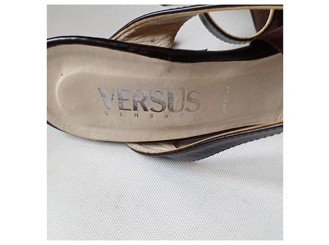 Versus Versace braune Leder-Riemchen-Sandaletten - Ansicht 4