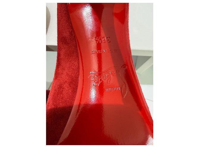 Christian Louboutin Decoltish 100 Décolleté Camoscio Rosso - vista 10