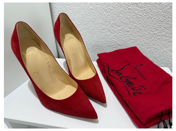 Christian Louboutin Decoltish 100 Décolleté Camoscio Rosso - vista 11