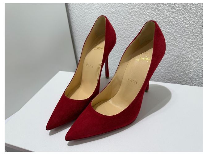 Christian Louboutin Decoltish 100 Décolleté Camoscio Rosso - vista 3