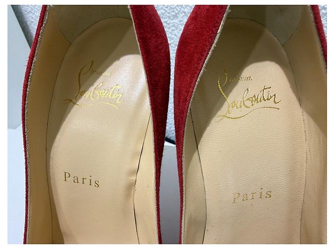 Christian Louboutin Decoltish 100 Décolleté Camoscio Rosso - vista 4