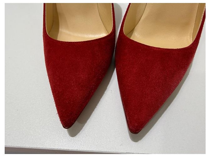 Christian Louboutin Decoltish 100 Décolleté Camoscio Rosso - vista 5