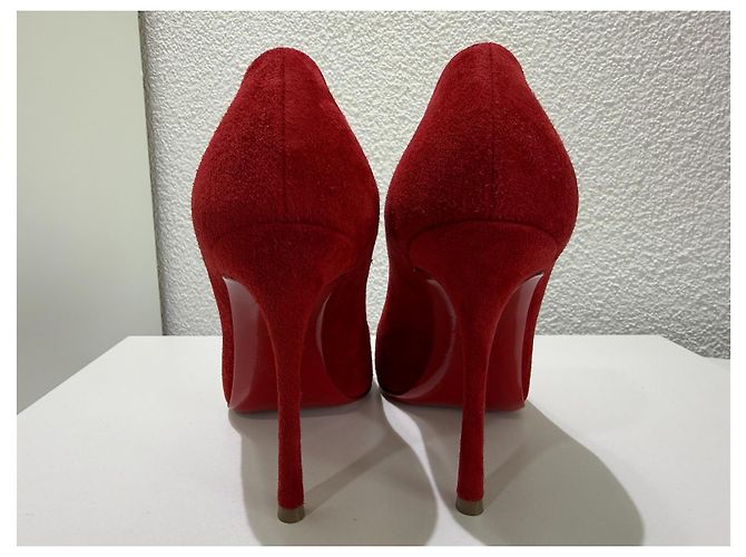 Christian Louboutin Decoltish 100 Décolleté Camoscio Rosso - vista 7