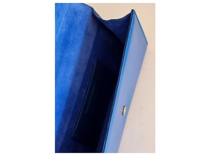 Saint Laurent Cassandre YSL in vernice blu reale - vista 10