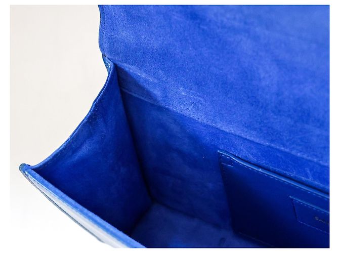 Saint Laurent Cassandre YSL in vernice blu reale - vista 12