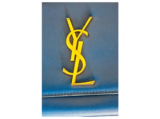 Saint Laurent Cassandre YSL in vernice blu reale - vista 6