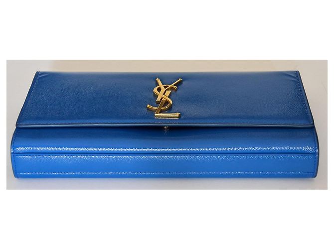 Saint Laurent Cassandre YSL in vernice blu reale - vista 9