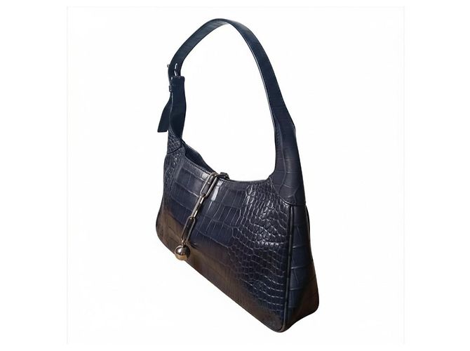 Escada Borsa a tracolla in pelle blu navy stampa coccodrillo Nero - vista 6