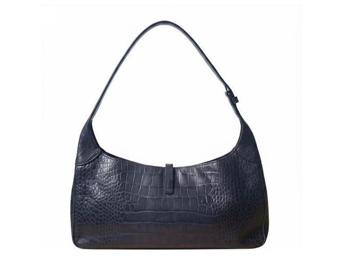 Escada Borsa a tracolla in pelle blu navy stampa coccodrillo Nero - vista 7