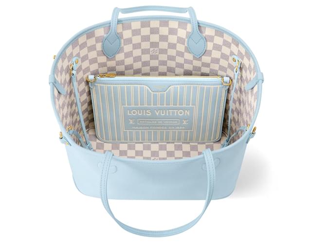 Louis Vuitton Neverfull MM Damier Azur Canvas Blu chiaro Damier ebene - vista 2