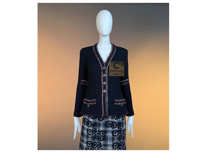 Timeless Chanel Paris / Shanghai Tweed-Jacke Schwarz - Ansicht 2