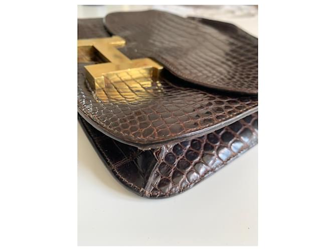 Borsa Hermès Constance in coccodrillo Marrone - vista 4