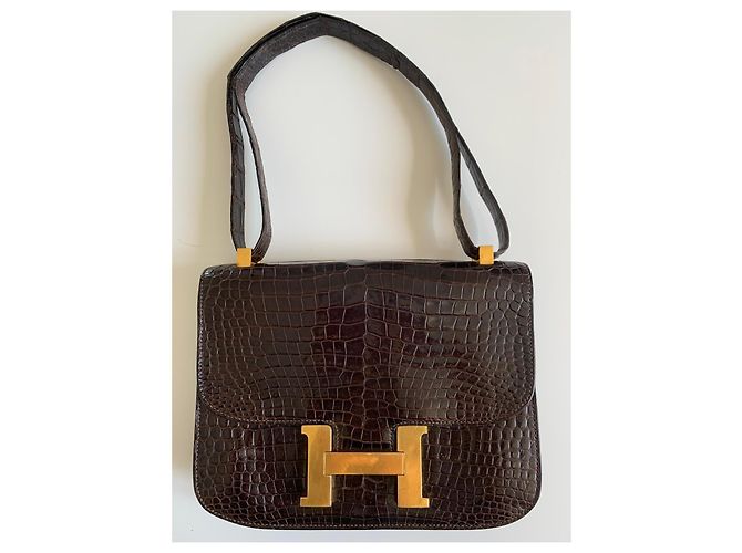 Borsa Hermès Constance in coccodrillo Marrone - vista 9