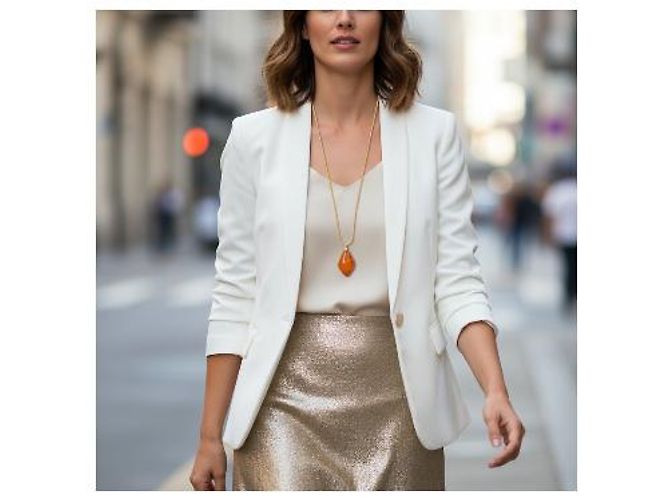 Yves Saint Laurent Collana Pendente in Vetro Ambra e Oro D'oro - vista 11