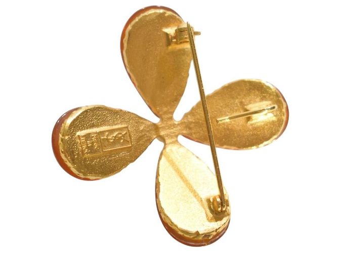 Yves Saint Laurent Gripoix Bernstein-Glas Blumenbrosche Gelb - Ansicht 7