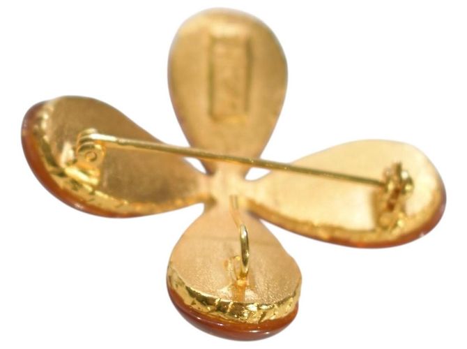 Yves Saint Laurent Gripoix Bernstein-Glas Blumenbrosche Gelb - Ansicht 9