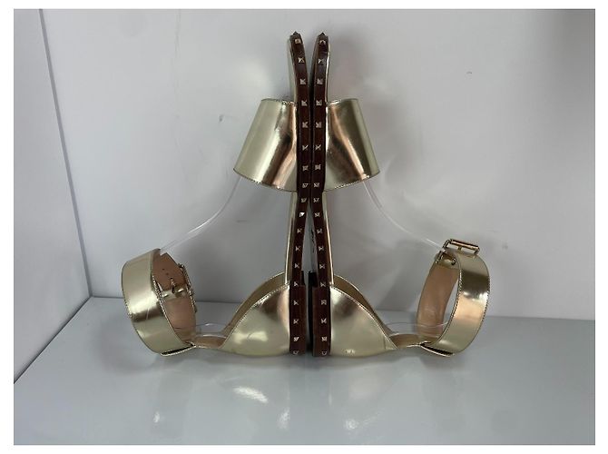 Sandali in pelle oro Valentino Garavani Rockstud D'oro - vista 7