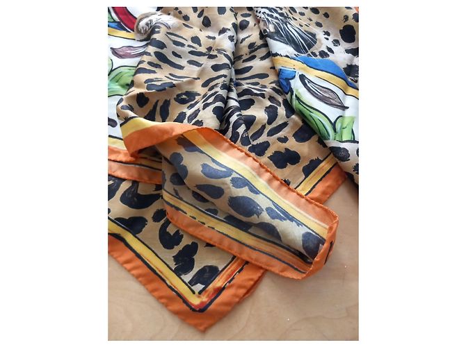 Dolce & Gabbana Seidentuch Leopard und Majolika Mehrfarben Leopardenprint - Ansicht 5