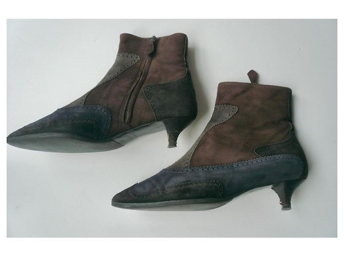 Hermès Stivaletti in scamosciato e pelle T36 Marrone Blu scuro - vista 4