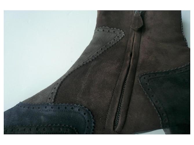 Hermès Stivaletti in scamosciato e pelle T36 Marrone Blu scuro - vista 5