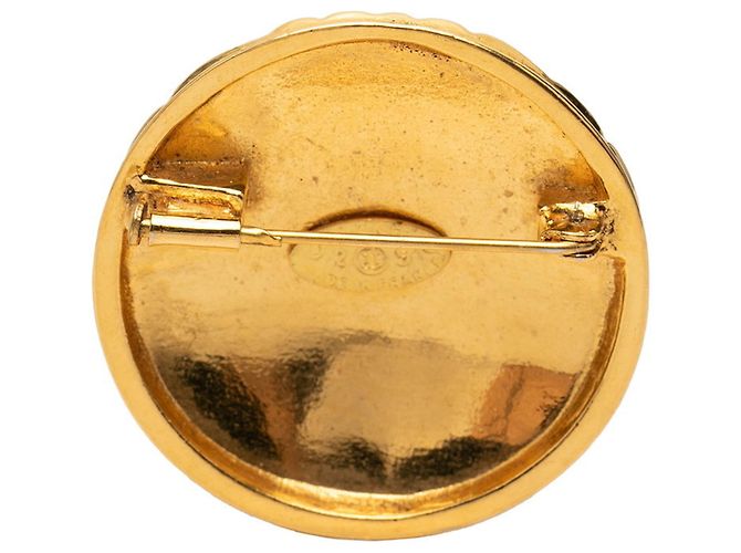 Spilla tonda vintage Chanel Coco Mark D'oro - vista 2