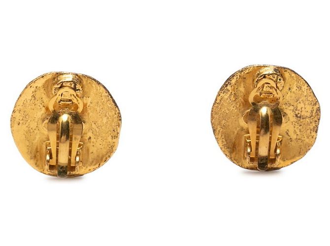 Orecchini tondi vintage Chanel Coco Mark D'oro - vista 2
